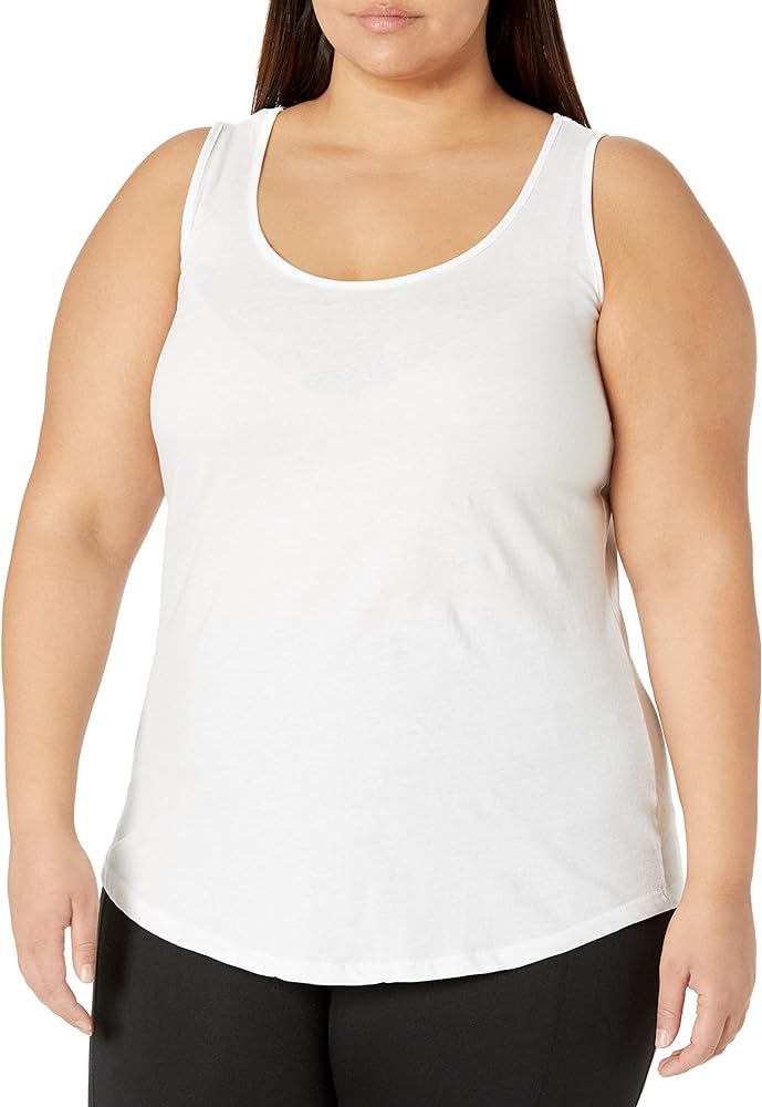 JUST MY SIZE Women's Size Cotton Jersey Shirttail Tank Top, Plus Sleeveless Shirts