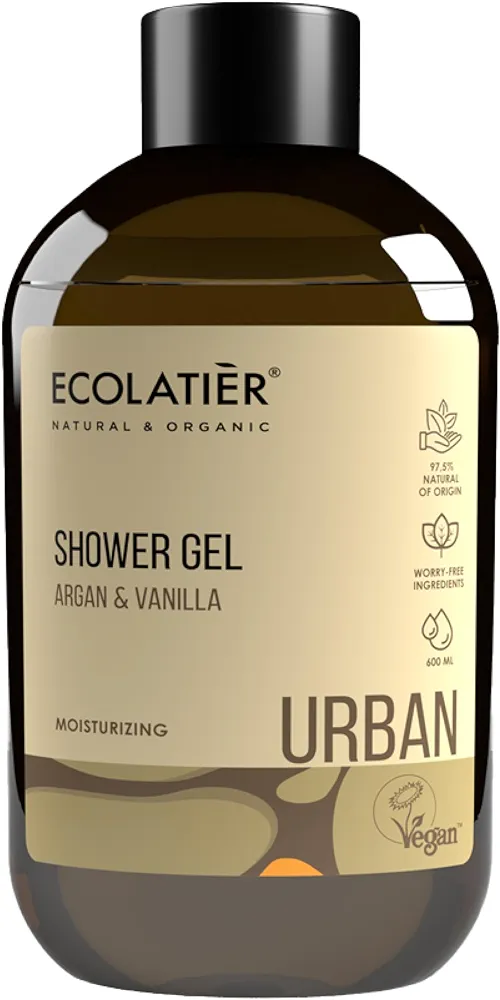 Ecolatier Vanilla Body Wash, 97.5% Natural Ingredients, Nourishing & Moisturizing, Gentle Cleansing Natural Body Wash, Vegan Certified, 20.3 Fl Oz