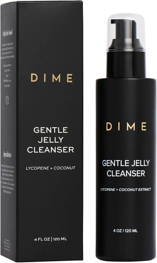 DIME Beauty Gentle Jelly Cleanser, Hydrating Facial Cleanser and Makeup Remover with Vitamin E, Sensitive Skin Face Wash, 4 oz / 120 ml