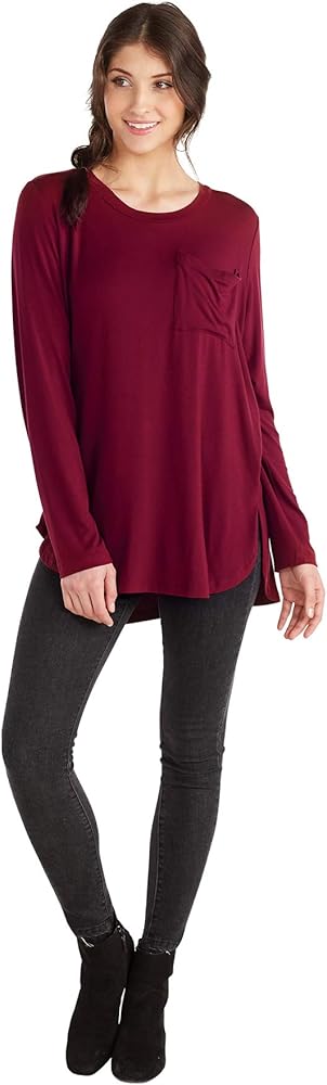 Mud Pie Women's NOAH Jersey TOP Pinot LG, RED, Large