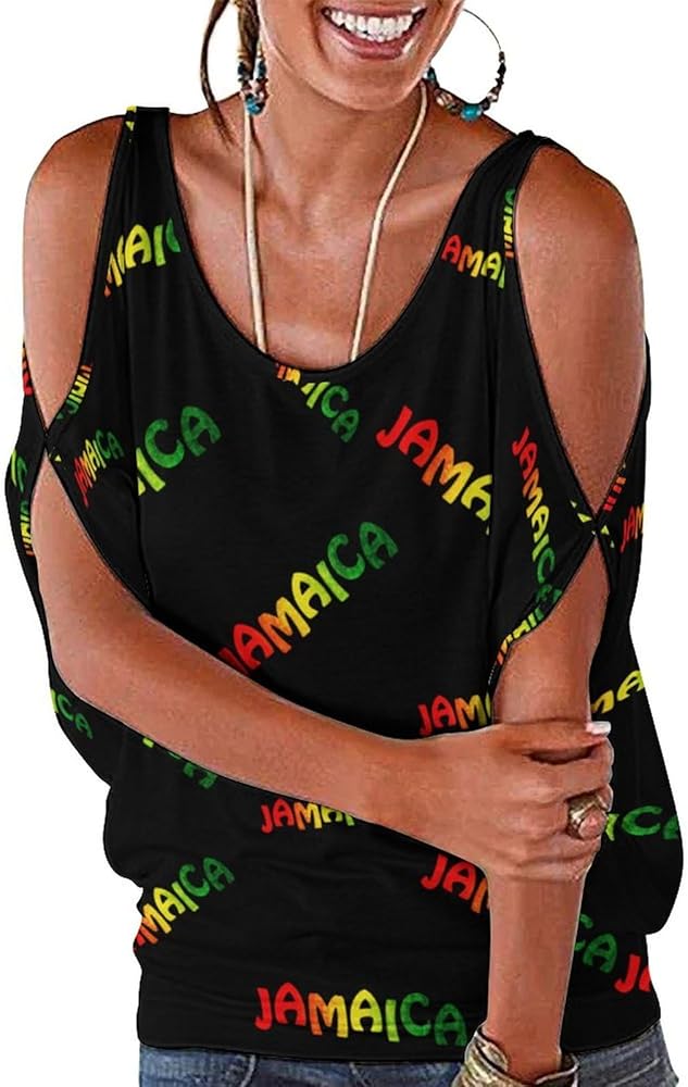 Jamaica Reggae Casual Womens Summer Off The Shoulder Tops T Shirts U Neck Tee Blouses