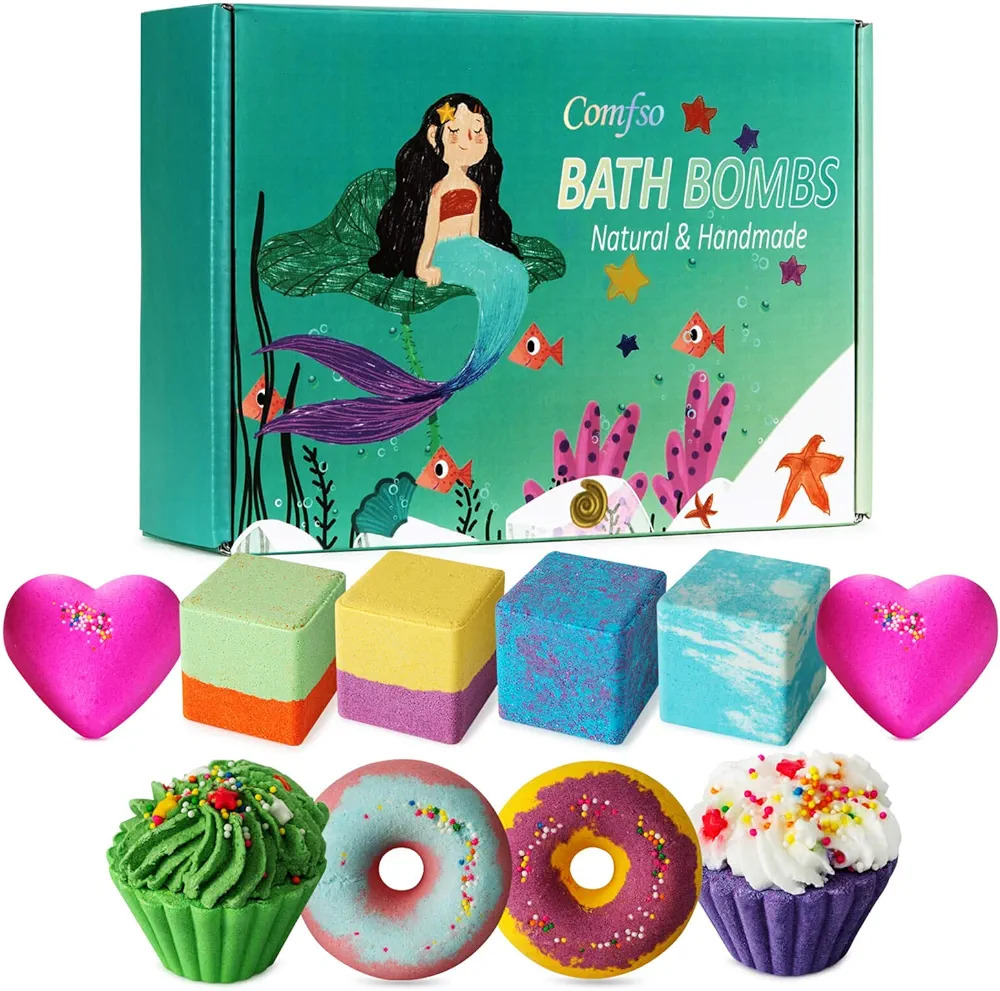 10 Bath Bombs for Kids, Bath Bomb Gift Set, Girls Bubble Bath Natural Bathbombs, Shea Butter Dry Skin Moisturize, Fizzy Spa for Her Mom Women Kid, Birthday Mothers Day Gifts