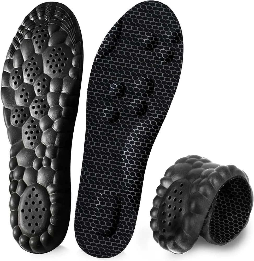 3D Sports Shoe Insoles,Plantar Fasciitis Feet Insoles Shock Absorption Inserts Arch Insoles, for Sports, Running, Climbing, Deodorant, Soft, Breathable (Graphene Black, S (Men 4.5-6.5/Women 5.5-7.5))