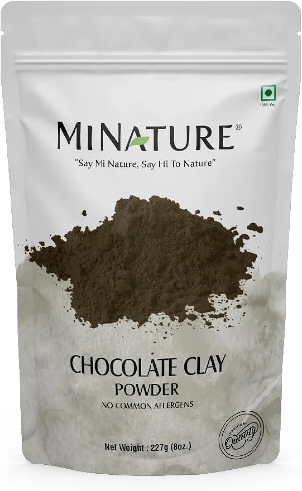 Mi nature Chocolate Clay Powder | Blend of Rhassoul Brown Clay And Cocoa Powder | Pure & Natural | For DIY Mask, Soap, balms & Scrub |Cruelty Free, Non-GMO | Made In India | 227g(8oz) (0.5lb)