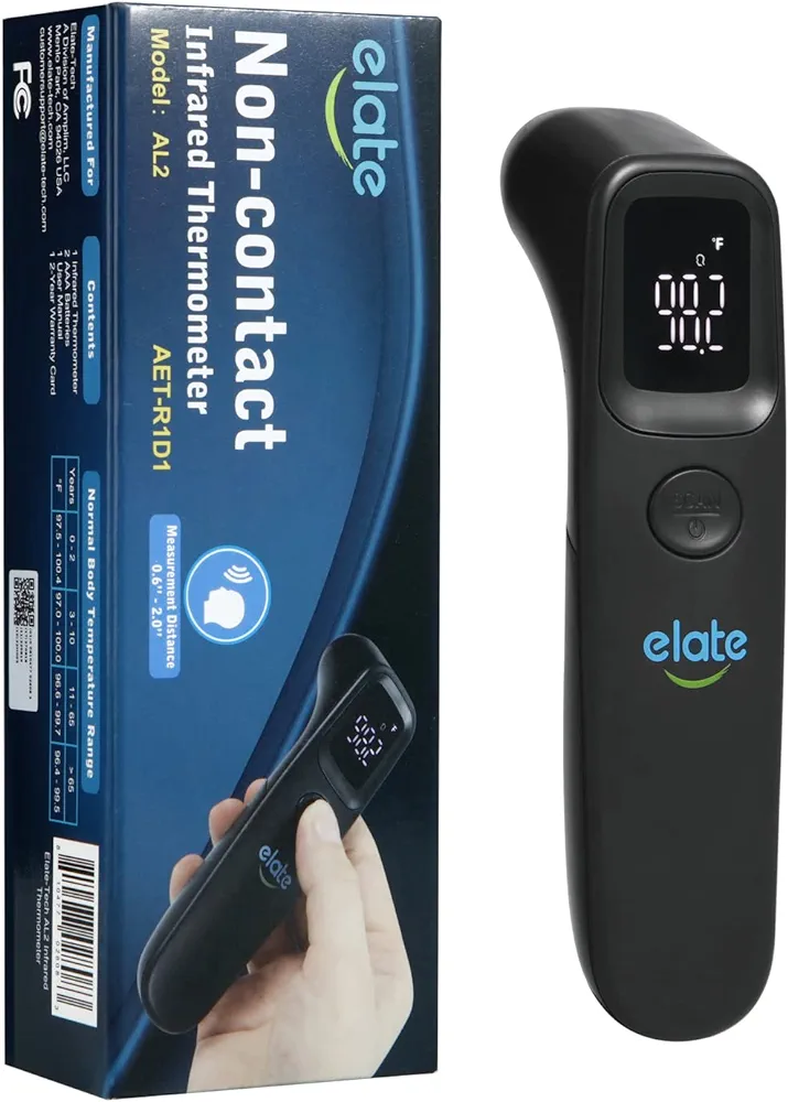 Elate Non-Contact Forehead Thermometer for Adults and Kids, No-Touch Digital Baby Thermometer for Infants/Newborns, Medical Grade, FSA HSA Eligible, Touchless Temporal Thermometer for Fever