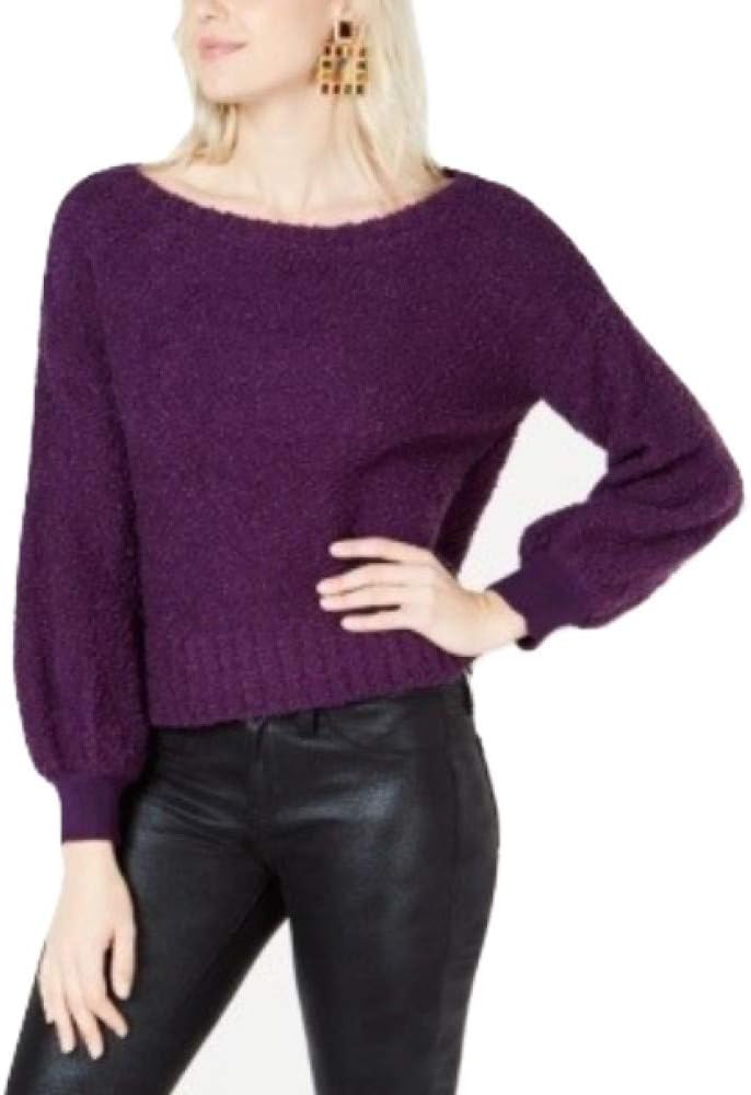 bar III Womens Bishop Sleeve Pullover Sweater, Purple, Small