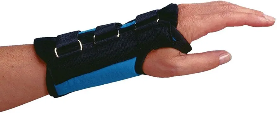 Rolyan D-Ring Left Wrist Brace, Size Small Fits Wrists 5.75"-6.5", 6.5" Regular Length Support, Teal Brace with Straps and D-Ring Connectors to Secure and Stabilize Hands and Wrists