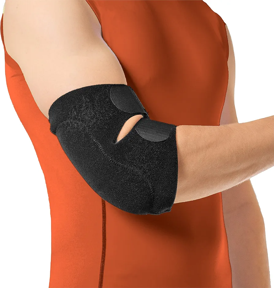 BraceAbility Bursitis Elbow Pad Brace | Compression Arm Sleeve Wrap with Padded Soft Support Cushion for Olecranon Joint Pain, Bursa Protection, Arthritis & Tendonitis Relief (S/M)