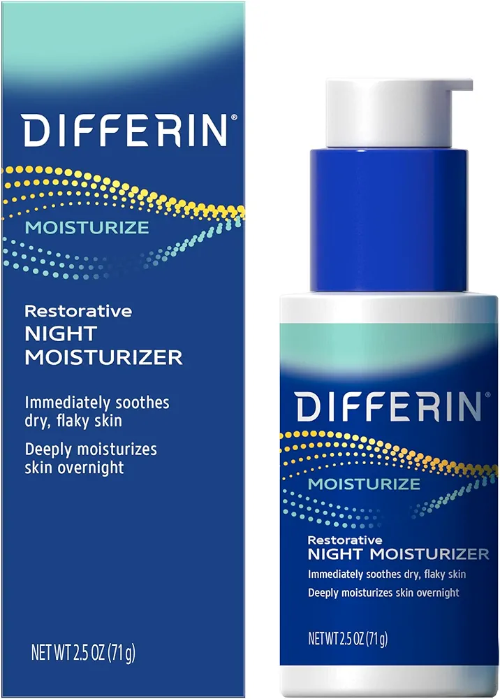 Differin Night Cream with Hyaluronic Acid, Restorative Night Moisturizer by the Makers of Differin Gel, Gentle Skin Care for Acne Prone Sensitive Skin, 2.5 oz (Packaging May Vary)