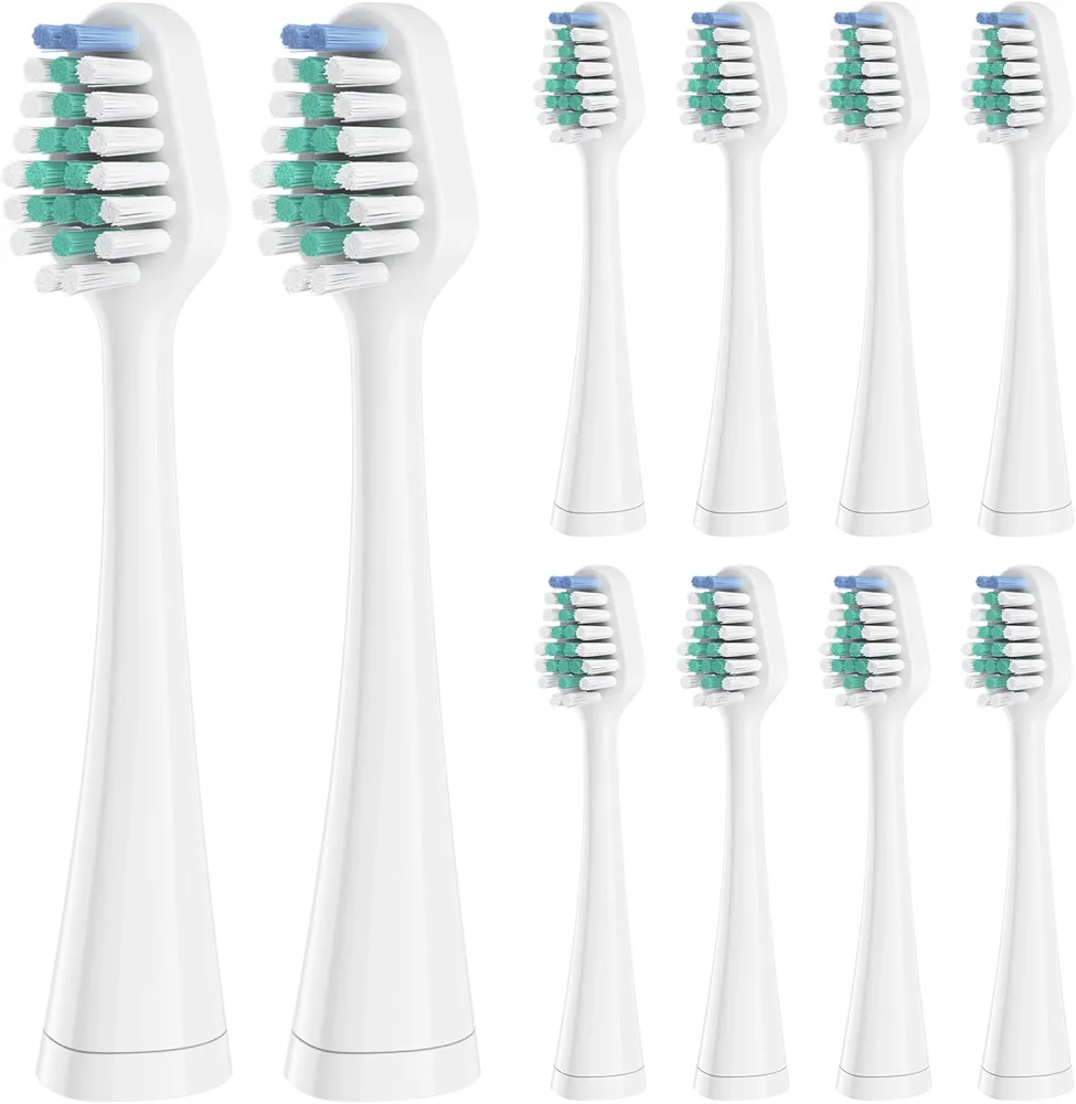 Replacement Toothbrush Heads for Waterpik Complete Care 5.0/9.0, and Compatible with AquaSonic Duo and Home Dental Center Electric Toothbruh, 10 Count(Pack of 1), White