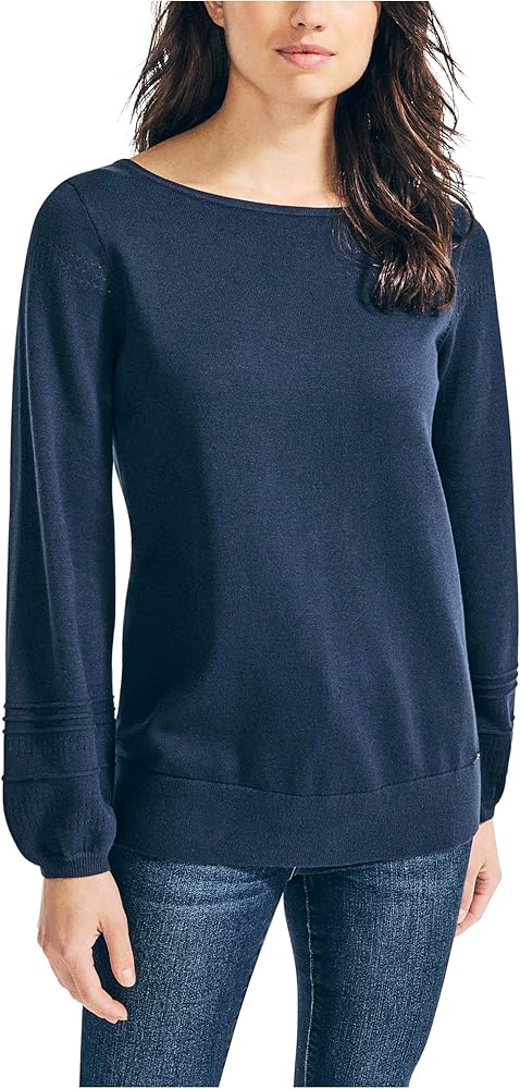 Nautica Women's Classic Soft Cotton Boat Neck Sweater