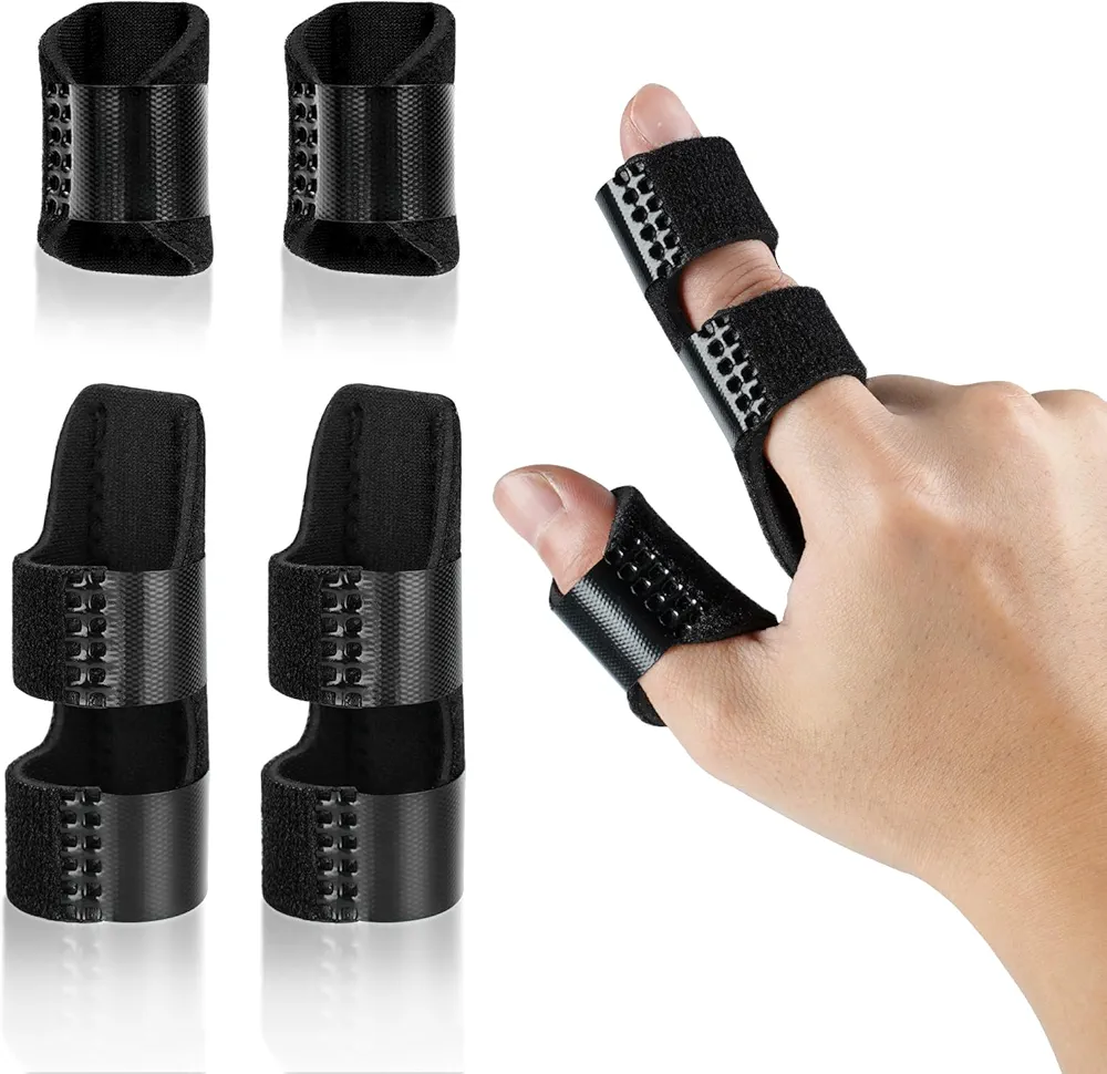 4 Pcs Trigger Finger Splints, Trigger Thumb Brace, Finger Support Brace Finger Stabilizer for Broken Fingers Straightening Arthritis Knuckle Immobilization, for Thumb/Middle/Ring/Index/Pinky Finger