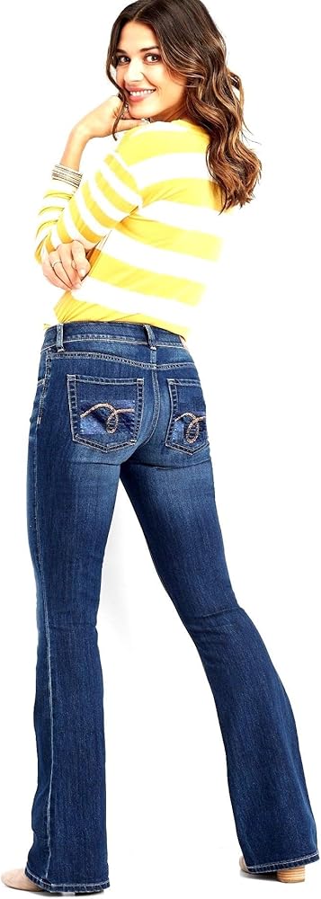 Women's Junior Blue Denim Premium Stretch Bootcut/Straight Cut Jean Pants