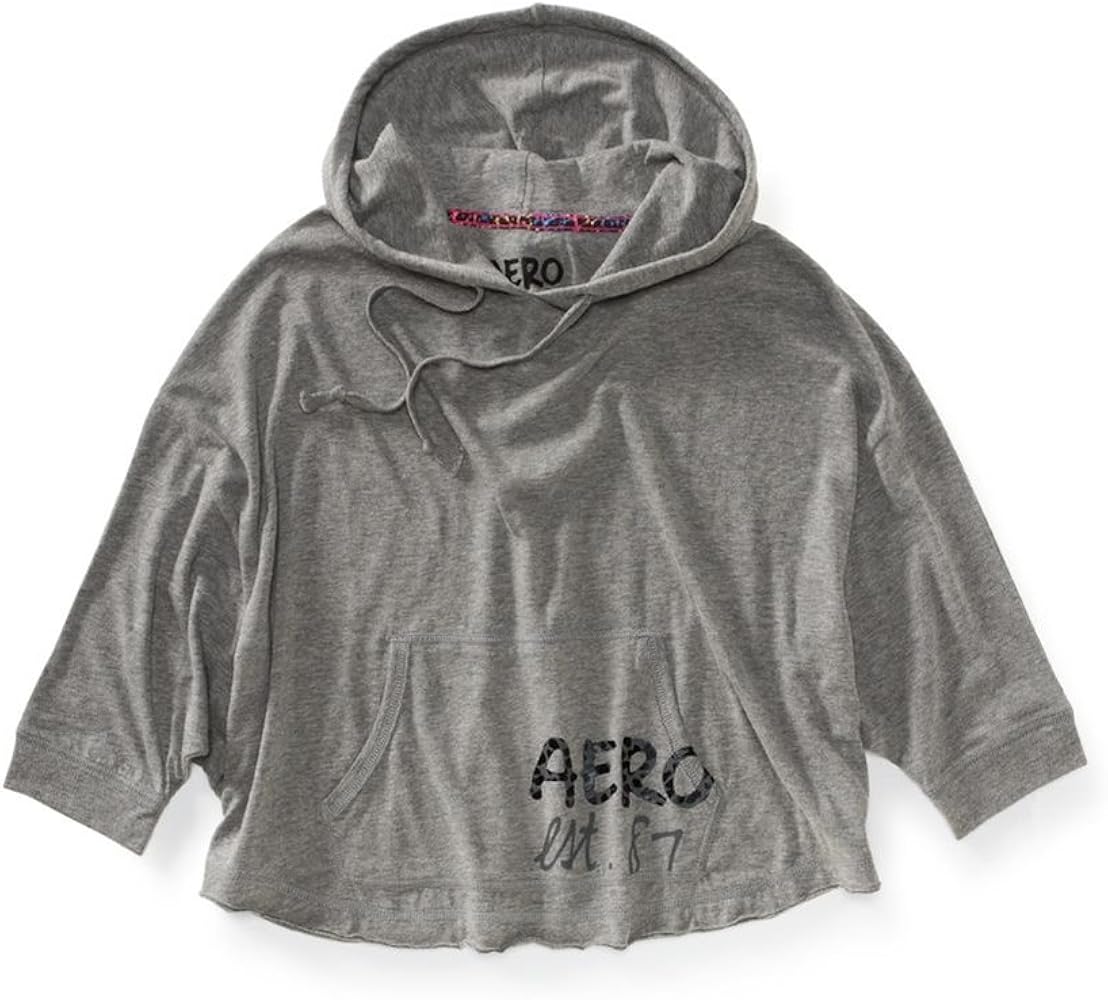 AEROPOSTALE Womens Hooded Hoodie Sweatshirt, Grey, Small