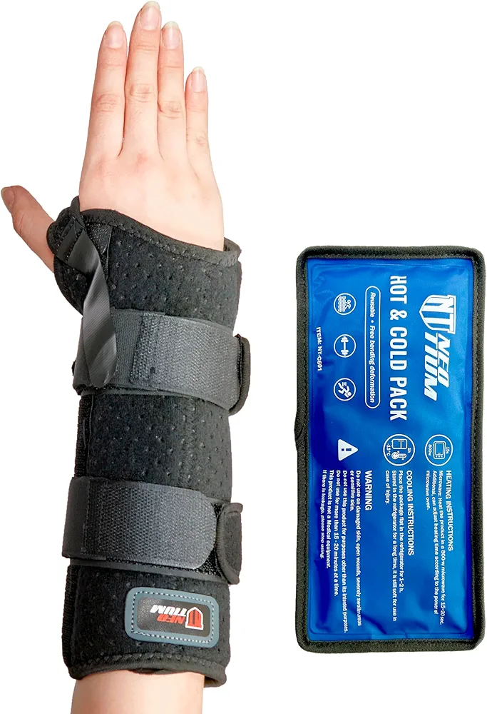 NeoTium Wrist Brace for Carpal Tunnel - Adjustable Night Wrist Support Brace with Splints for Left & Right Hand - Hot Cold Therapy for Sprain, Arthritis, Tendonitis, Wrist Pain (L/XL)