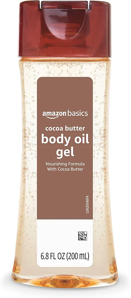 Amazon Basics Body Oil Gel with Cocoa Butter, Paraben Free, 6.8 Fl Oz (Pack of 1) (Previously Solimo)