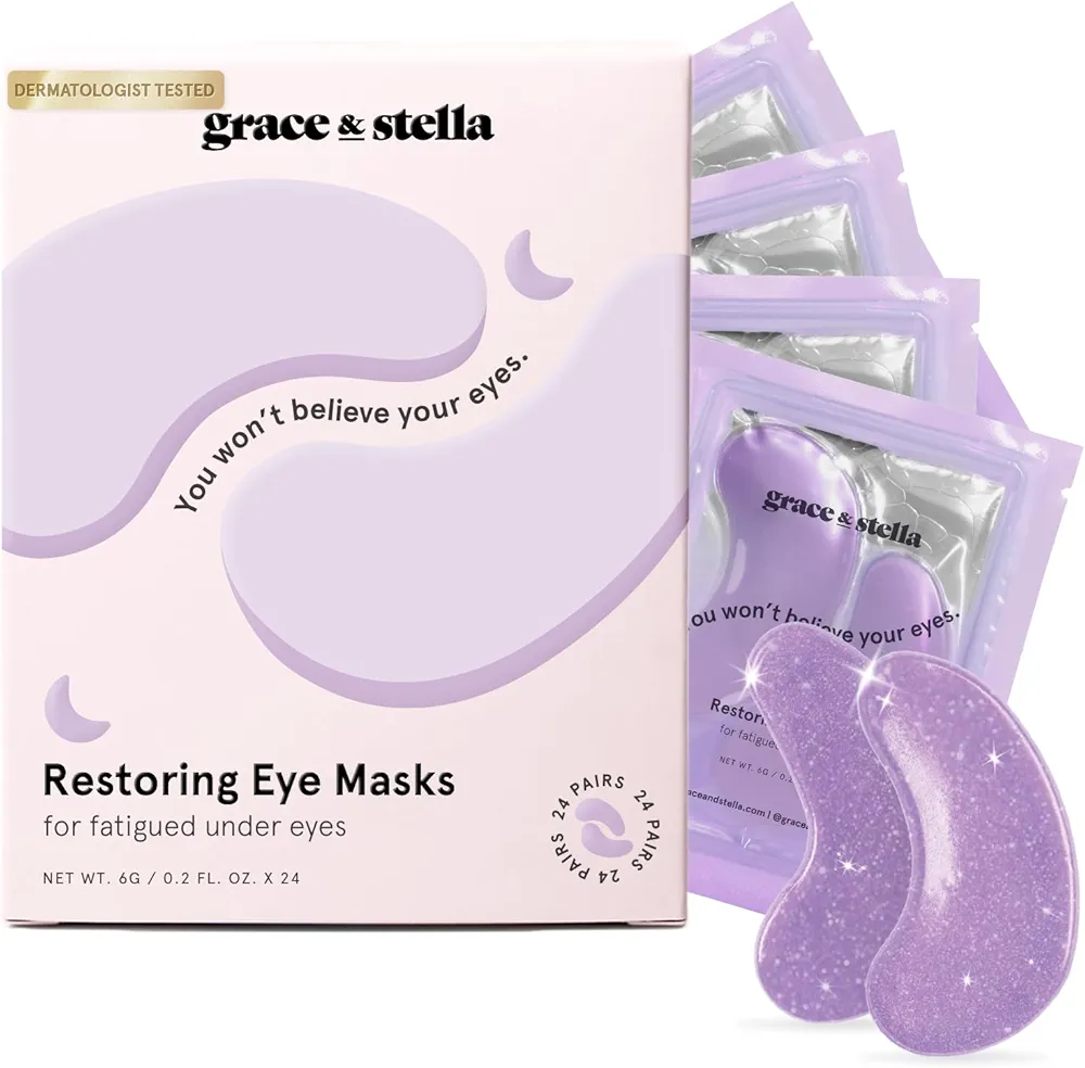 grace & stella Purple Eye Treatment Gels - Dermatologist Tested - Under Eye Masks With Retinol - Restoring Under Eye Patches for Puffy Eyes and Dark Circles - Vegan, Cruelty-Free, 24 Pairs