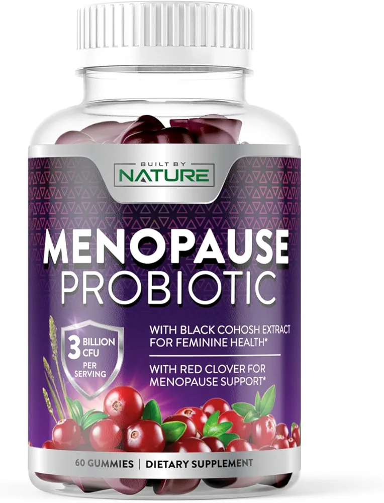 Menopause Supplements for Women - Menopause Probiotic Gummy - Women’s Menopause Relief for Hot Flashes, Night Sweats & Mood Swings with Black Cohosh & Cranberry - Non-GMO, Vegan - 60 Gummies