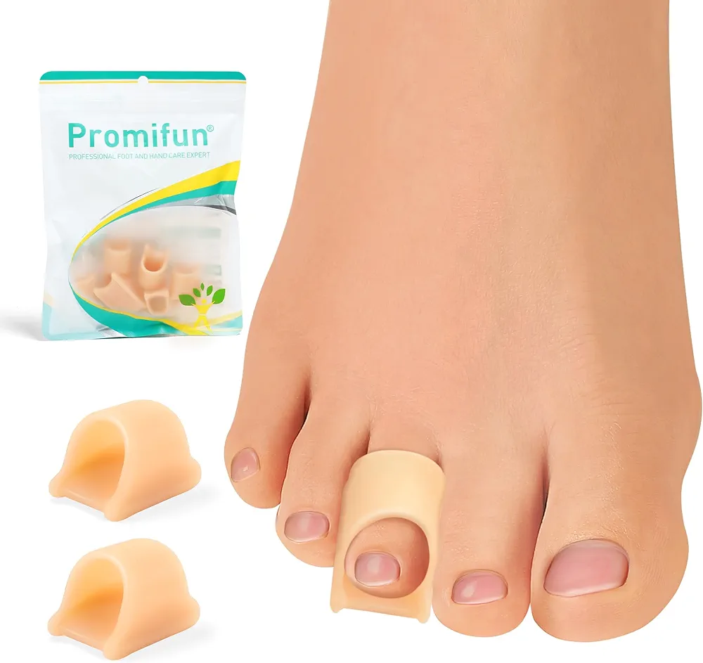 Hammer Toe Corrector for Women Gel Toe Splints Relief for Curled, Crooked, Claw, Hammer Toes - Hammer Toe Corrector for Men (6 Pack, Beige, Medium Size)