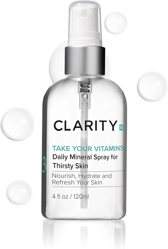 ClarityRx Take Your Vitamins Daily Mineral Spray for Dry Skin, Natural Plant-Based Moisturizing Face & Body Mist for All Skin Types