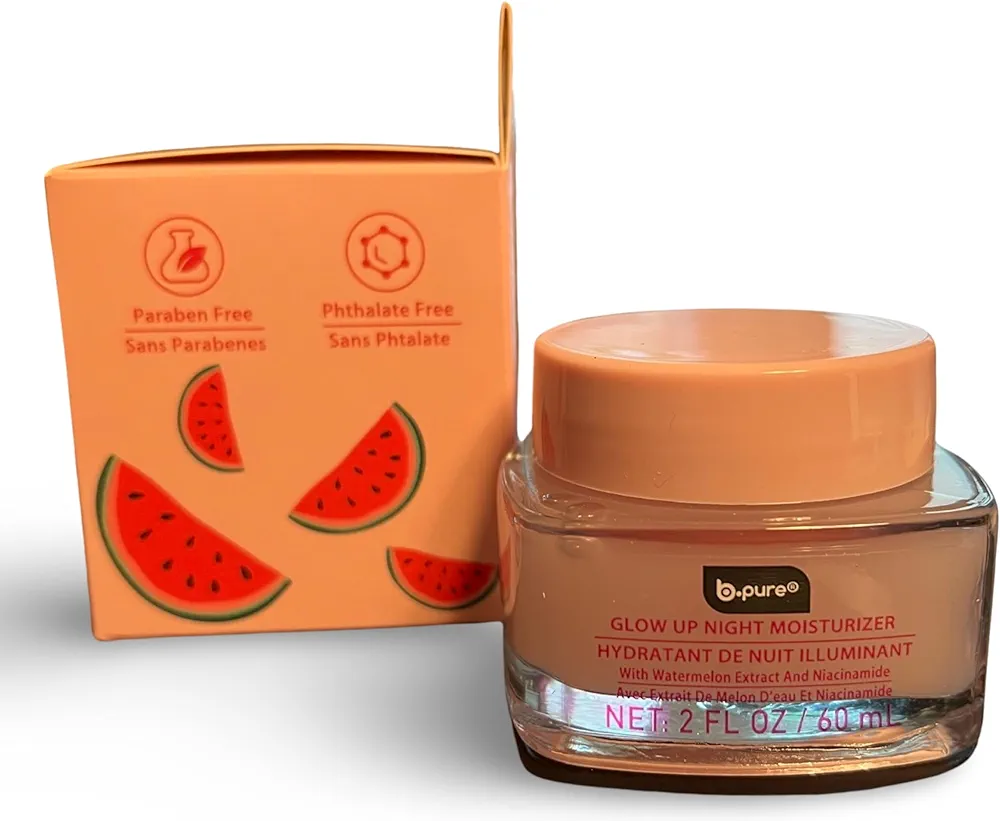 b.pure Glow Up Night Moisturizer With Watermelon Extract and Niacinamide 2 oz