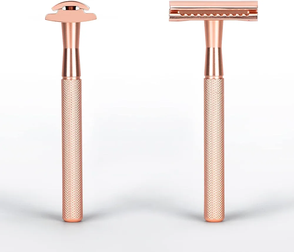 Safety Razor for Men and Women,All Double Edge Razor Blades Lady Razor Eco-Friendly Zero Waste Beauty Environmentally,Rose Gold