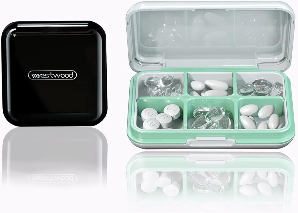 DUBSTAR Black Compact Pill Case + White Travel Pill Box