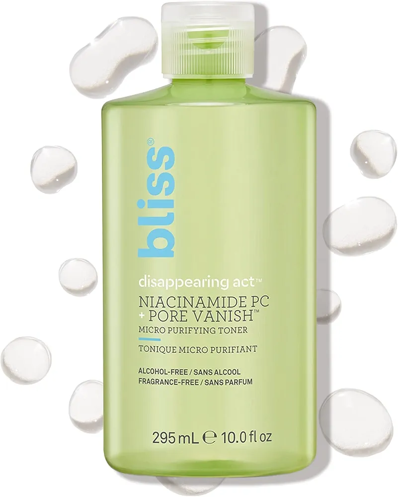 Bliss Disappearing Act Niacinamide Toner - 10 Fl Oz - Pore Vanish Complex - Purifies and Minimizes Pores - Alcohol-Free Face Toner - Clean - Vegan & Cruelty Free