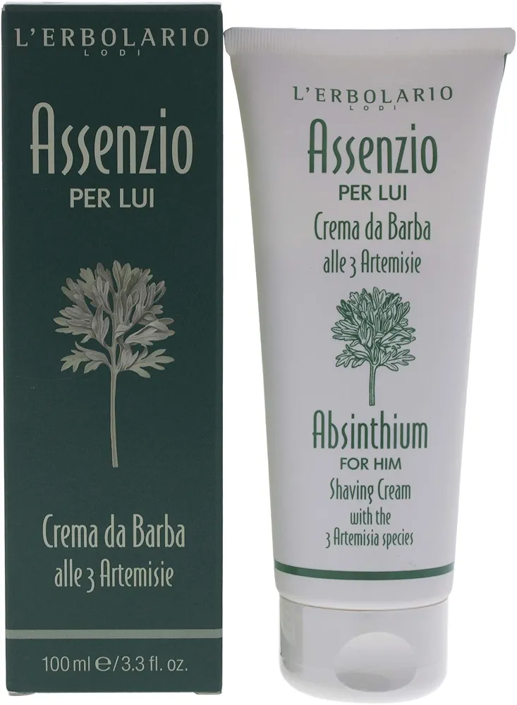 L'Erbolario Absinthium Shaving Cream - Maximum Emollience From Shea Butter And Avacado - Ensures A Clean Shave Without Nicks Or Cuts - Offers Toning Action Of Artemisia Species - 3.3 Oz