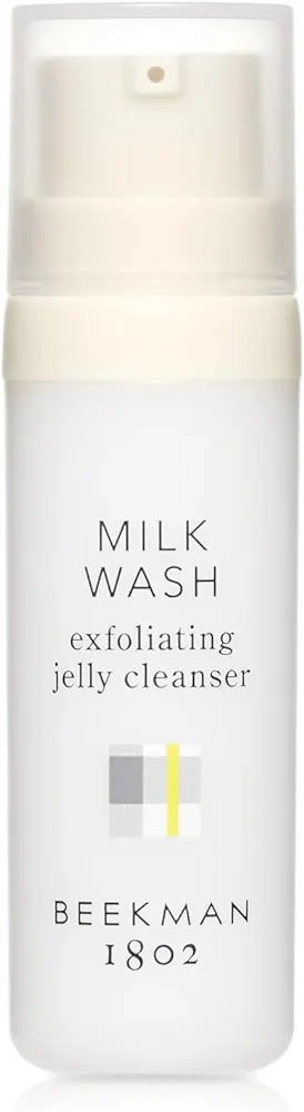 Beekman 1802 Milk Wash Exfoliating Jelly Cleanser - With Goat Milk + 100% Natural AHAs & BHAs - Dissolves Makeup, Helps Control Oil & Gently Exfoliates - Cruelty Free