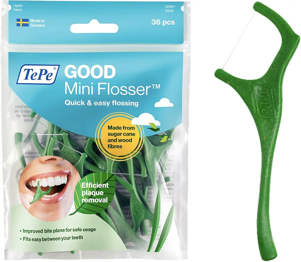 TEPE Good Mini Flosser, Dental Floss Picks, Tooth Floss Sticks, Dental Pick Flossers for Unflavored, Adults, 36 Pack