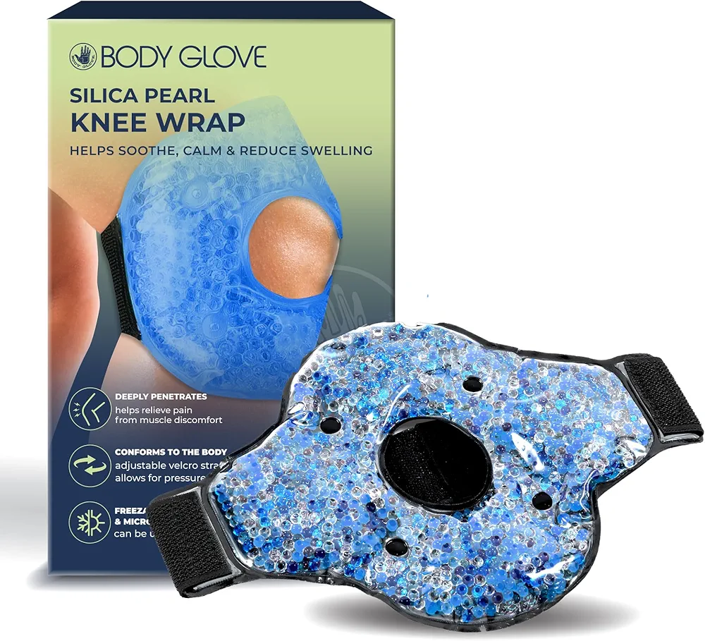 Body Glove Ice Packs for Injuries Reusable Knee Ice Pack Wrap, 2 in 1 Hot and Cold Pain Relief Microwavable Gel Beads Knee Wrap