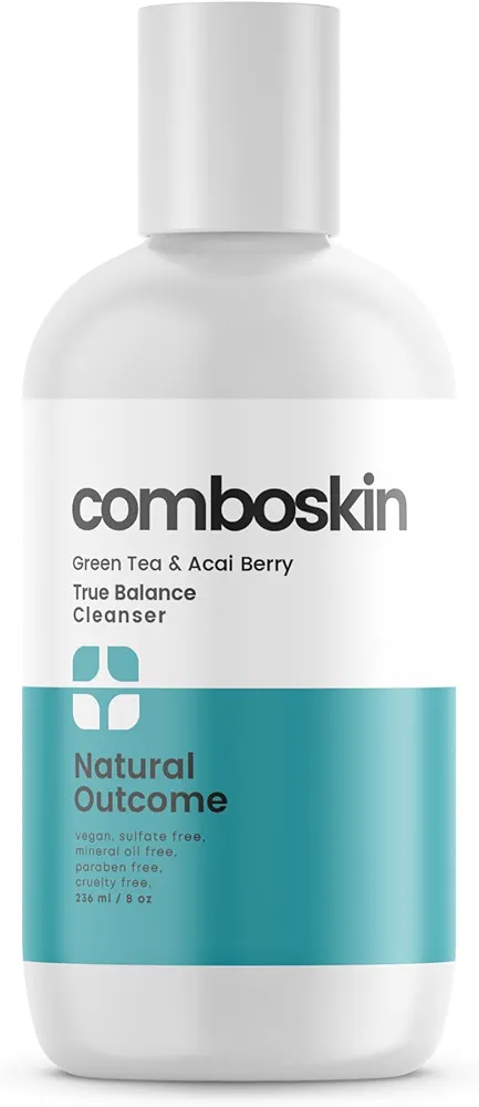 Combination Skin True Balance Facial Cleanser Green Tea & Acai Berry | Face Wash and Cleansing Gel for Men & Women | Cruelty Free | 8 oz