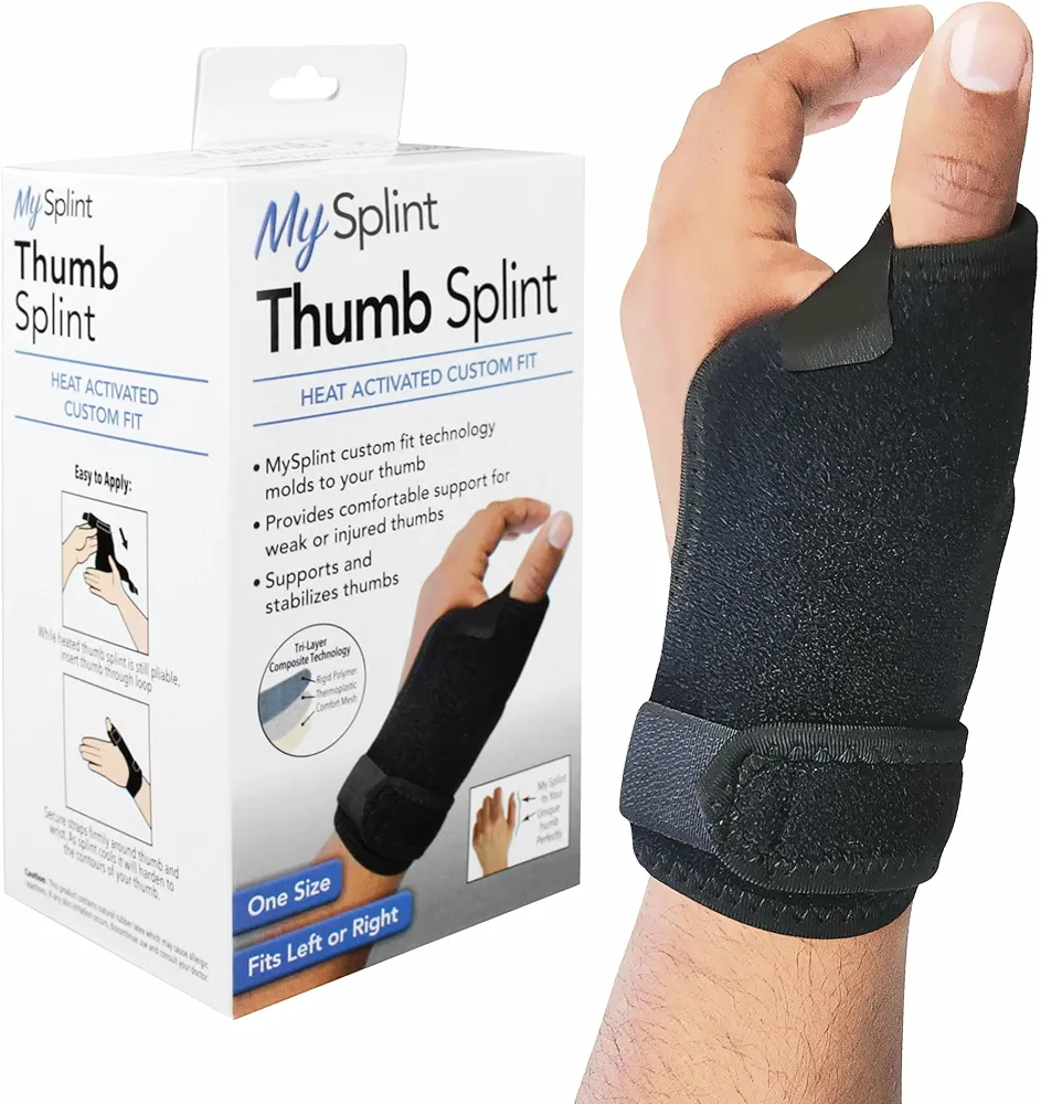 Custom Fit Thumb Splint, Moldable Thermoplastic Thumb Brace for Strains, Sprains, Thumb Injury and More, One Size