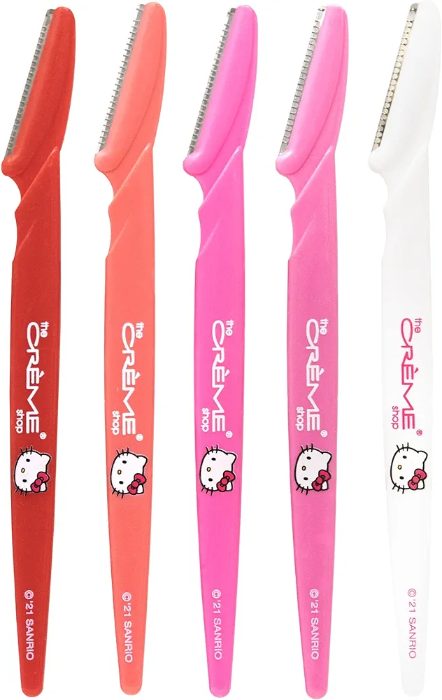 The Crème Shop | Hello Kitty Bye, Fuzzies! Perfect Arch Shaping Dermaplane Razors (Set of 5)