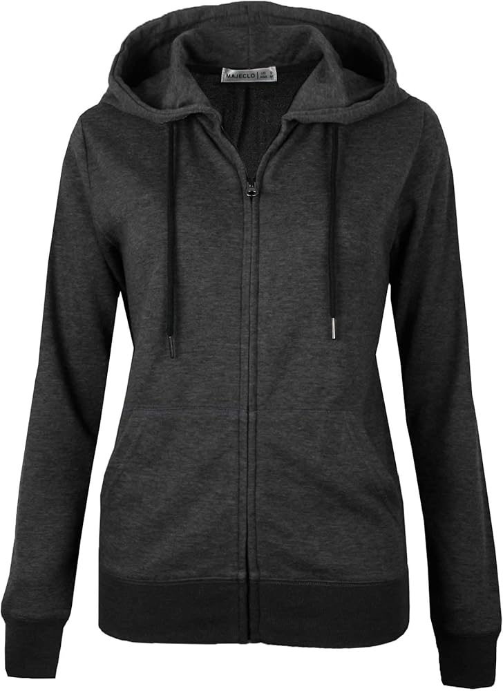 Slim Fit Women's Casual Full-Zip Hoodie Lightweight Long Sleeve Sweatshirt Casual Jacket with Pocket