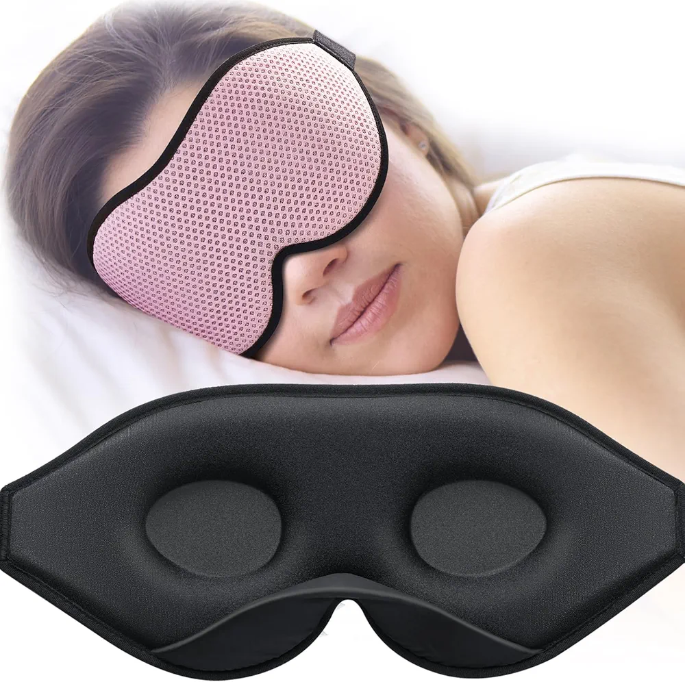 Sleep Mask, Eye Mask for Sleeping, Women Men Side Sleeper, 3D Contoured Cup No Eye Pressure 100% Blocking Light Sleeping Mask with Adjustable Strap Blindfold Yoga, Traveling, Nap, Pink