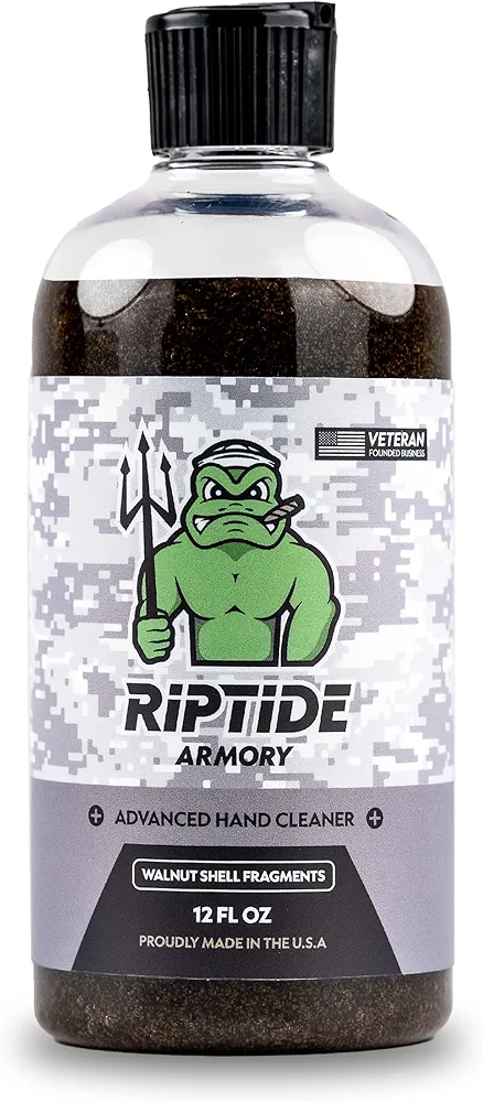 Riptide Armory Advanced Hand Cleaner 12oz With Walnut Shell Fragments - Use Cutting Edge Advancements to Leave Hands Carbon & Chemical Free