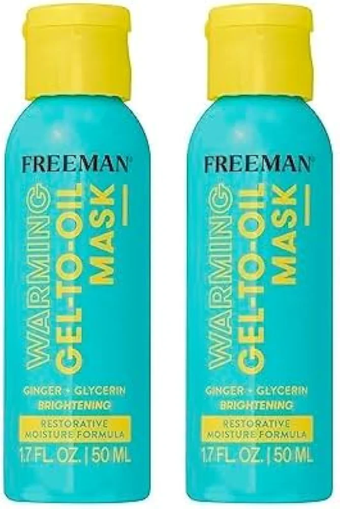 Freeman Restorative Moisturizing & Brightening Warming Gel-To-Oil Facial Mask, Use In Shower, Ginger Extract For Preserving Skin Collagen, Healthier Complexion, 1.7 fl.oz./ 50 mL Bottle (Pack of 2)