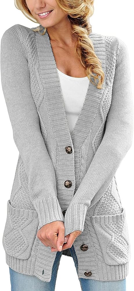 Sidefeel Women's Open Front Cardigan Sweaters Casual Button Down Knitted Coat Tops with Pockets