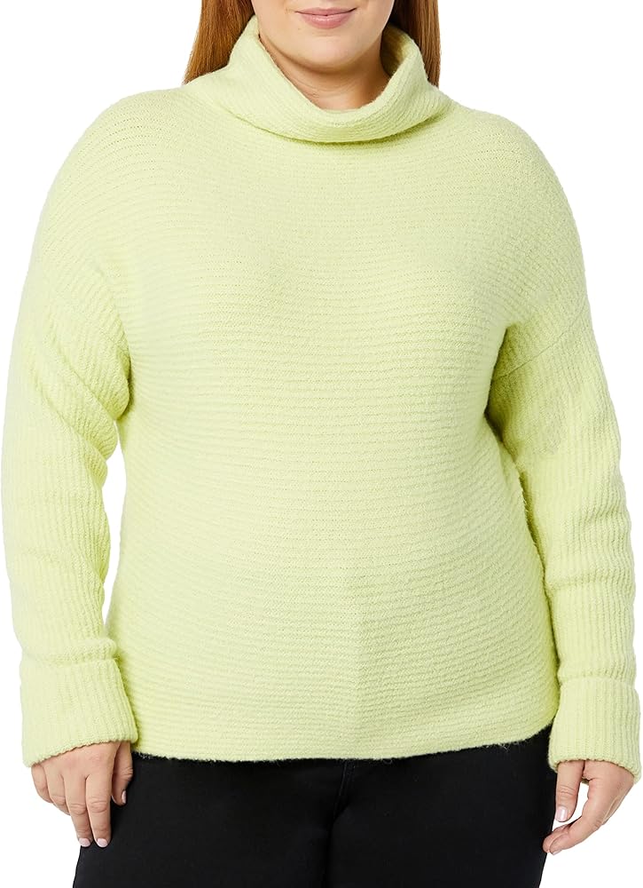 Daily Ritual Women's Cozy Boucle Horizontal Knit Long-Sleeve Mock Neck Sweater