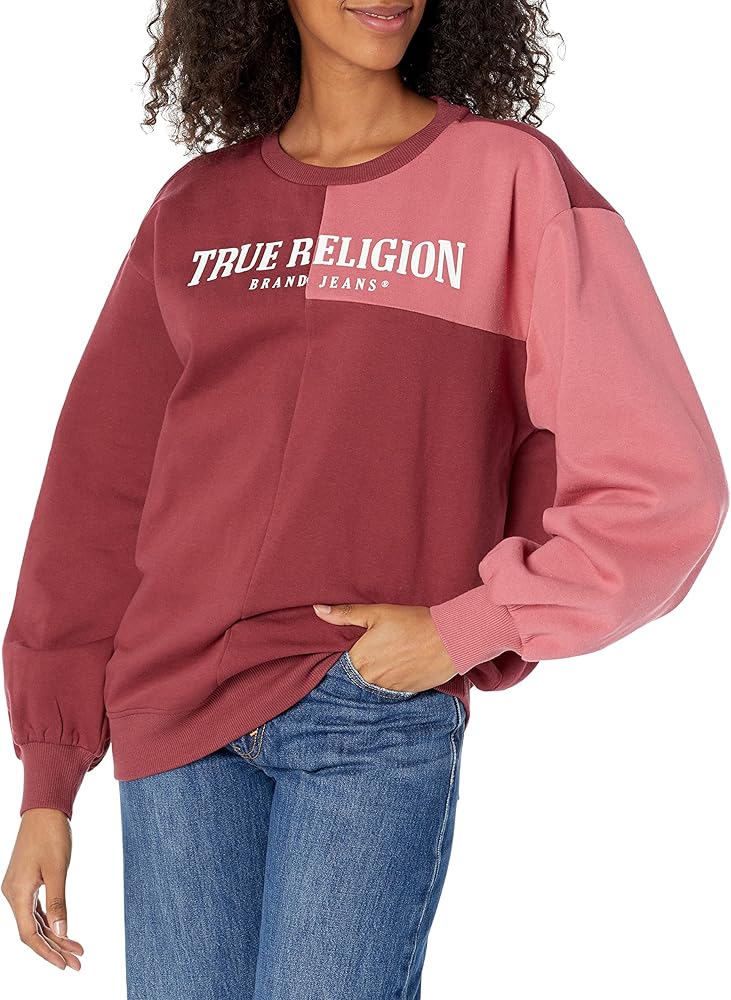 True Religion Women's Color Block Oversized Pullover