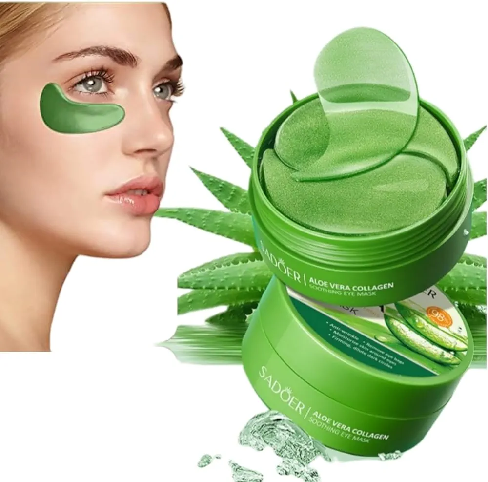 Under Eye Patches 30 Pairs Hydrating Gel Eye Mask for Puffiness, Dark Circles and Wrinkles, Personal Skincare Under Eye Mask for Men & Women as Gift (Green Aloe Vera Under Eye Patches)