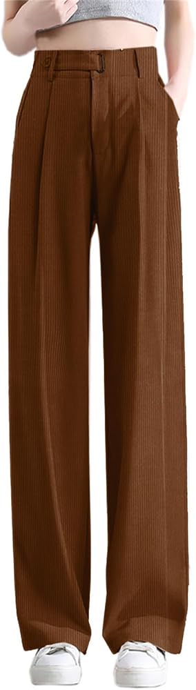 Betusline Womens Casual Wide Leg Long Dress Pants High Waisted Trousers, X-Small-XX-Large