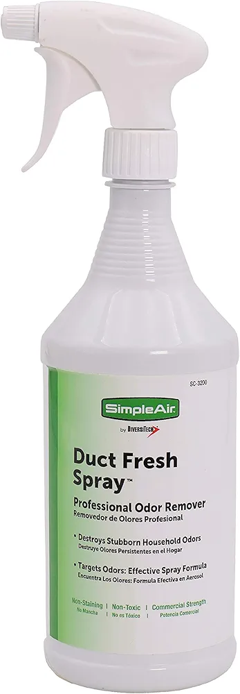 SC-3200 Duct Fresh Spray Air Freshener, Deodorizer, Professional HVAC Odor Remover for House, Automotive, 32 fl oz, Clear