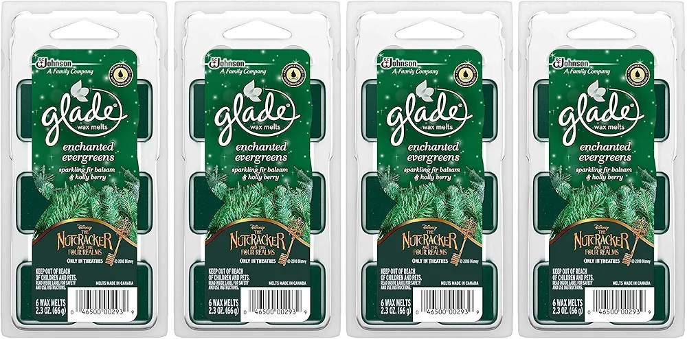 Glade Wax Melts Air Freshener - Holiday Collection 2018 - Enchanted Evergreens - Net Wt. 2.3 OZ (66 g) Per Package - Pack of 4 Packages