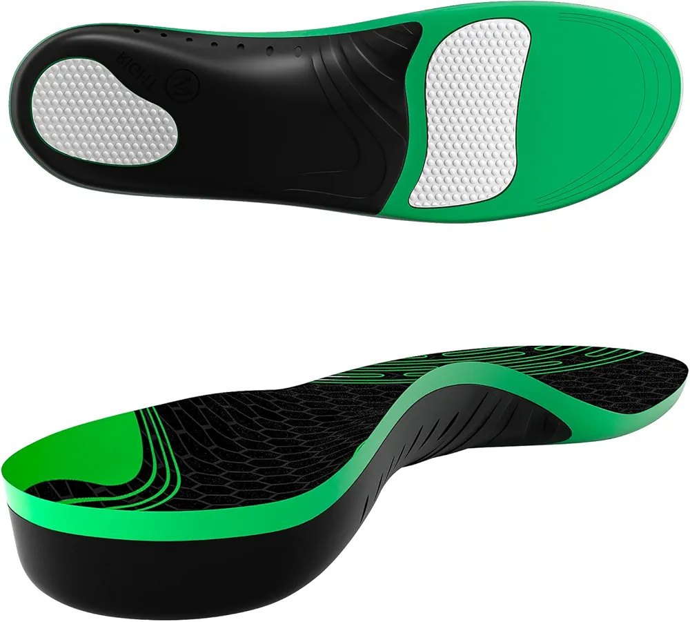 Plantar Fasciitis Insoles Men Women, 200lbs+, Arch Support Inserts, Shock Absorbing & Distributes Pressure for Walking, Running,Standing on Feet All-Day (Green, XL(Men 11.5-13.5||Women 12.5-14.5))