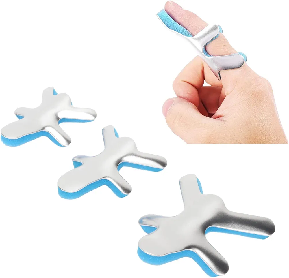 Horoper Type Finger Splint, 3pcs Straightening Support Fixation Finger Brace with Sponge for Tendon Release and Pain Relief