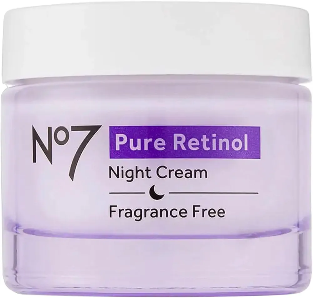 No7 Pure Retinol Night Cream - Collagen-Boosting Retinol Cream that Visibly Smoothes, Plumps & Firms Complexion - Dermatologist Approved & Fragrance-Free (1.69 Fl Oz)