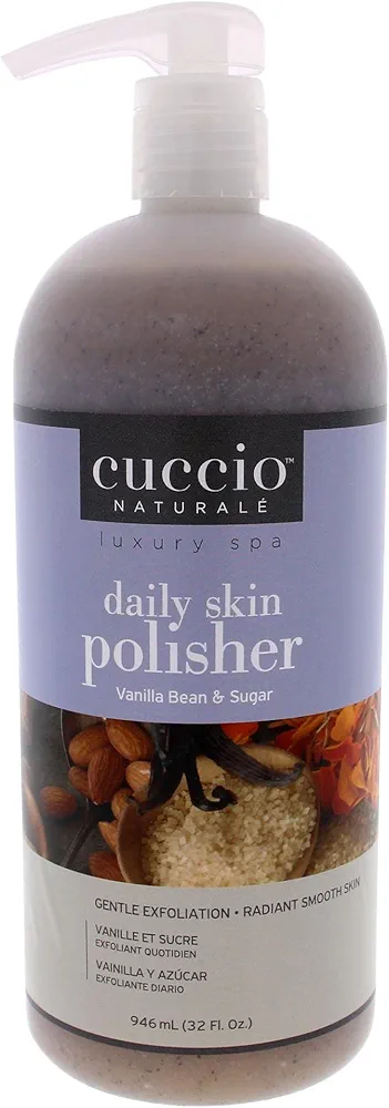 Cuccio Naturale Daily Skin Body Polisher - Soothes And Softens Your Skin - Gentle Exfoliation Process - Lifts Dead Cells From The Skin’s Surface - Radiant Skin - Vanilla Bean And Sugar - 32 Oz